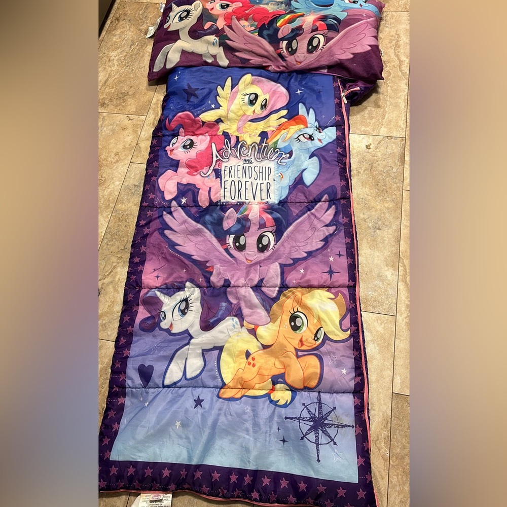 My Little Pony sleeping bag and pillow